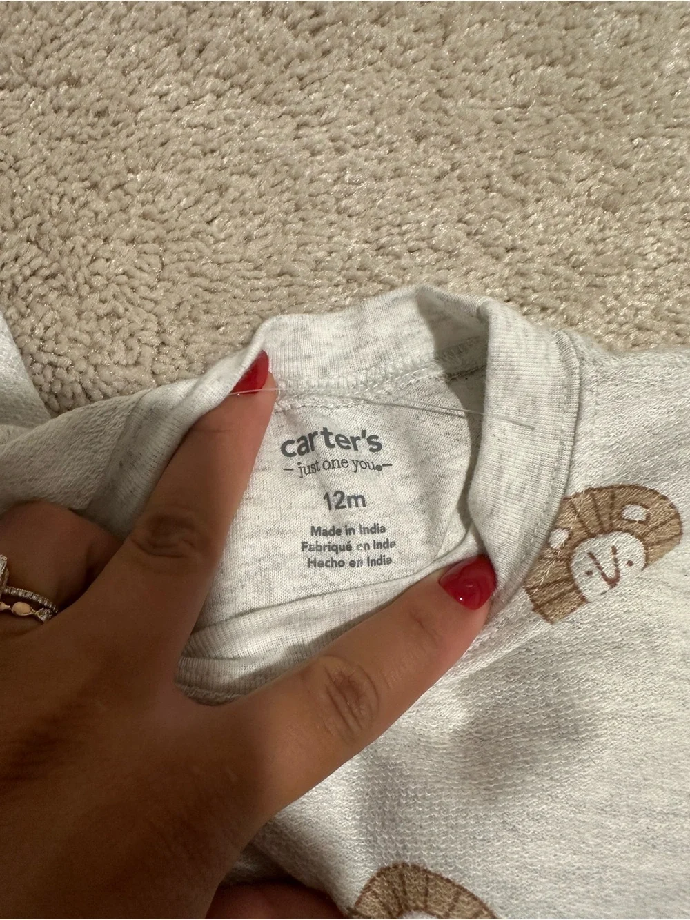 Carter's Cream & Brown Lion Print Matching Shorts Set